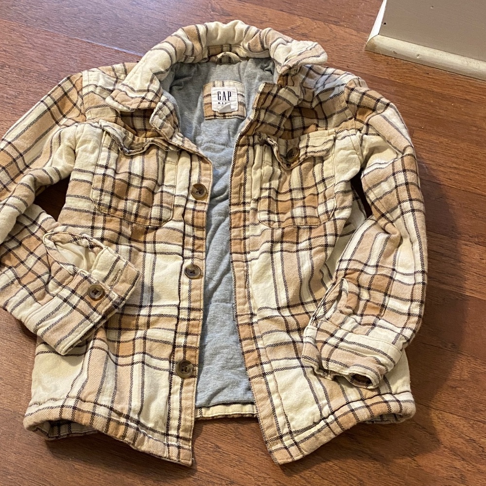 GAP Kids Plaid Jacket - Tan and Cream